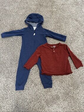 12 month baby boy one piece outfit & long sleeve top